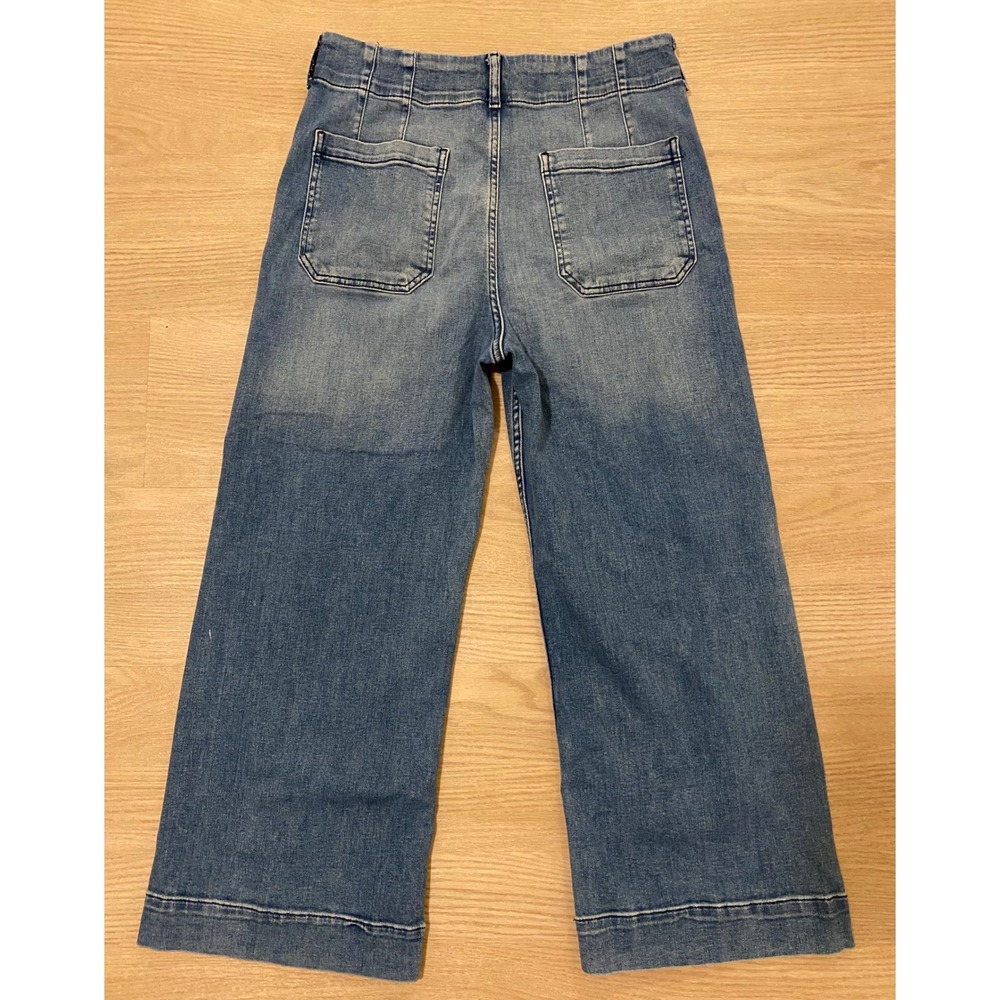 Maeve The Colette Wide Leg Crop Jeans 30 Blue Patch Pocket Boho Preppy - Picture 7 of 13